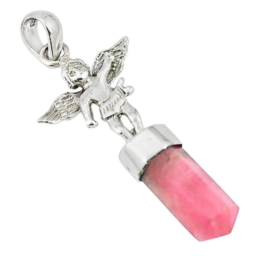 925 sterling silver natural pink tourmaline fancy angel pendant jewelry m58860
