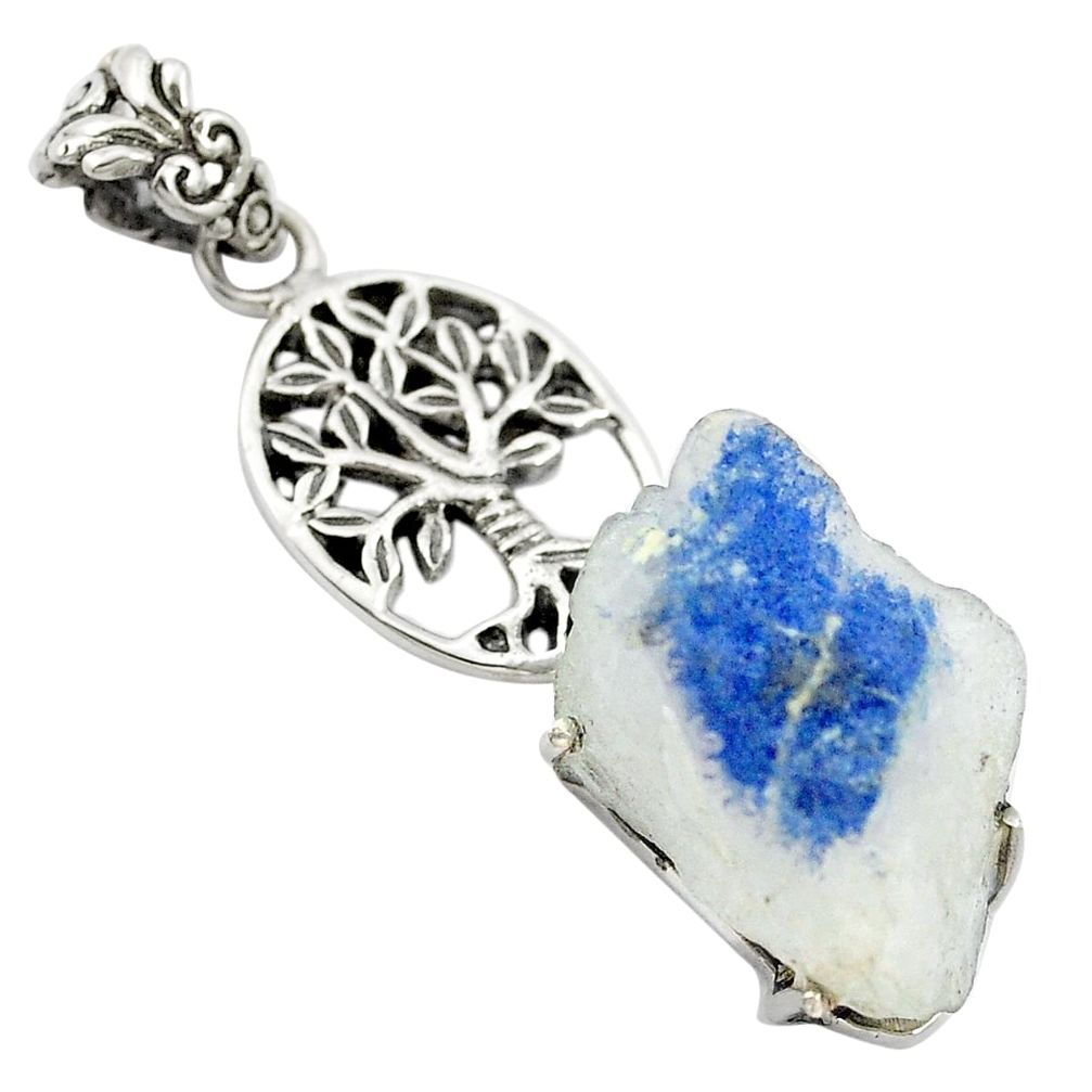 Natural blue dumortierite 925 silver tree of life pendant jewelry m58871