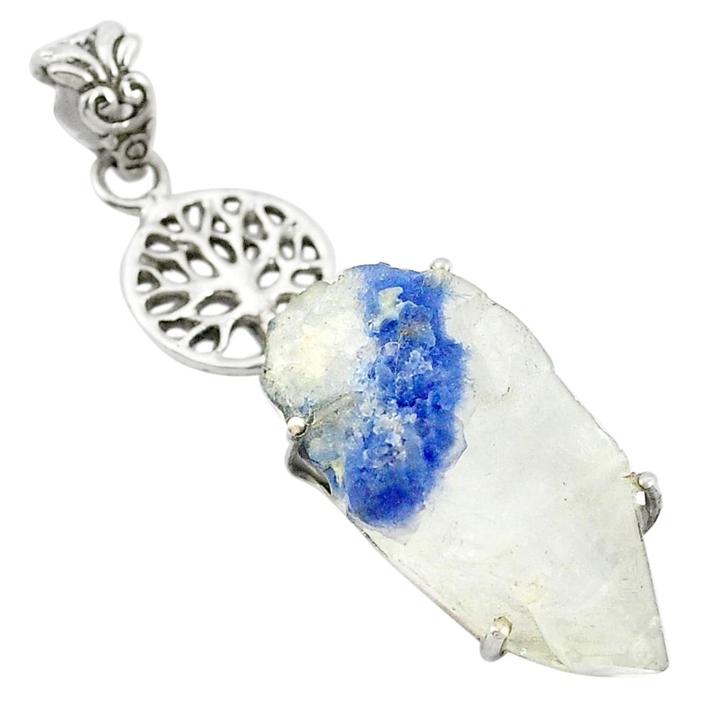 Natural blue dumortierite 925 sterling silver pendant jewelry m58887