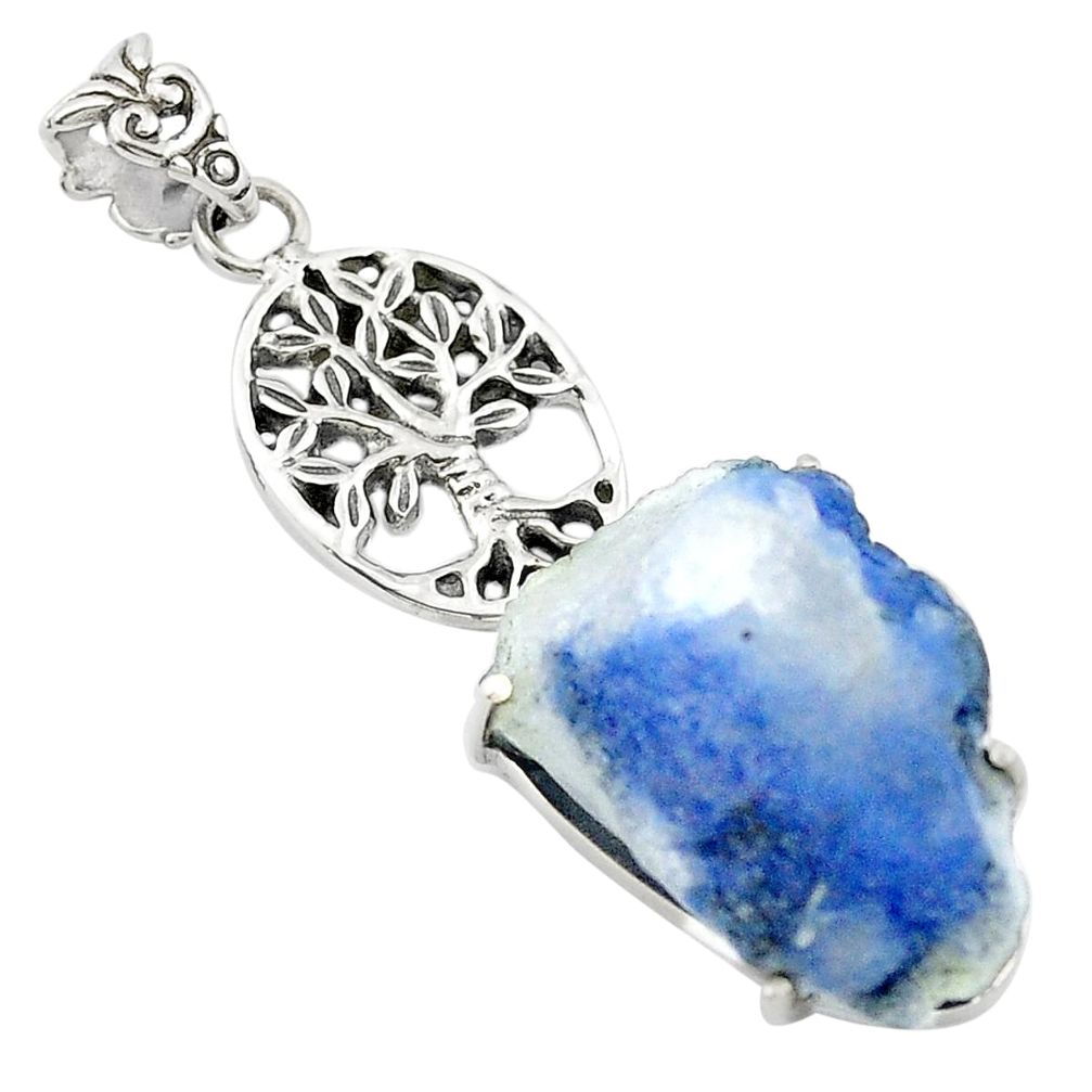 925 silver natural blue dumortierite fancy tree of life pendant m58893