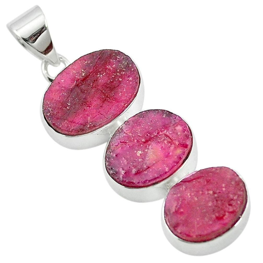 Natural pink ruby rough 925 sterling silver pendant jewelry m59103