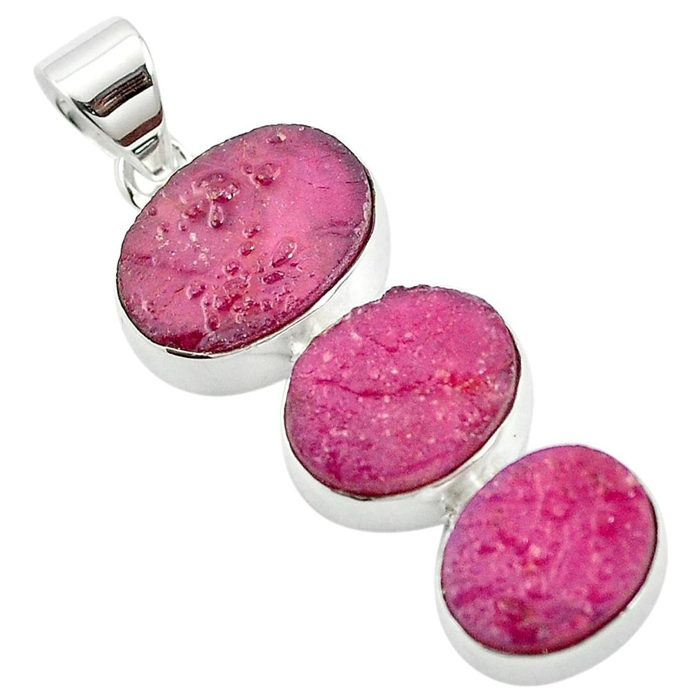 Natural pink ruby rough 925 sterling silver pendant jewelry m59106