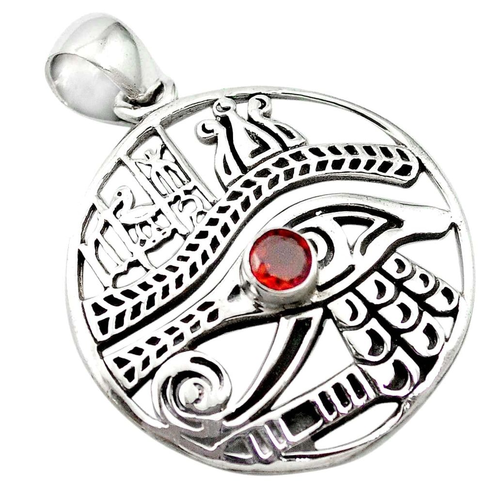 925 sterling silver natural red garnet eye of horus pendant m60125