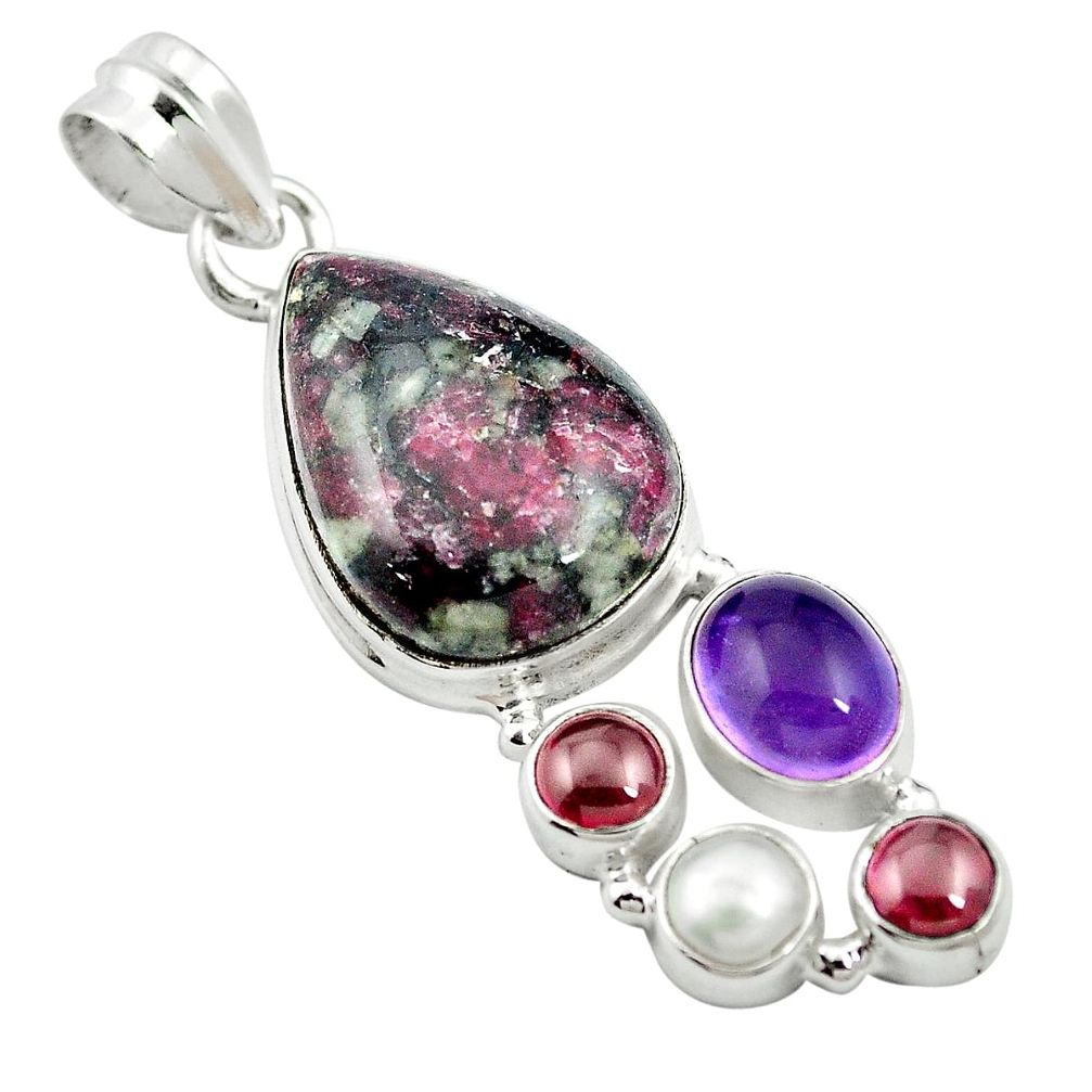 925 sterling silver natural pink eudialyte amethyst pendant jewelry m60504
