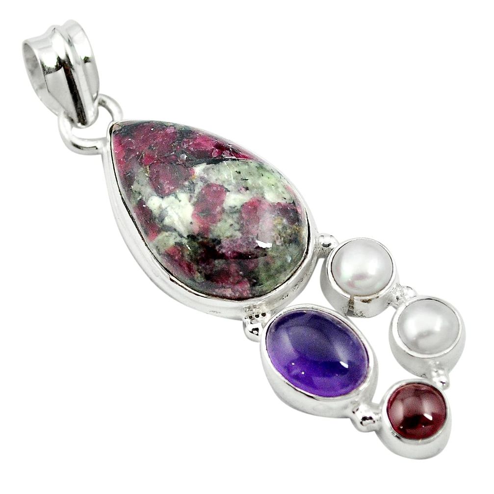 925 sterling silver natural pink eudialyte amethyst pendant jewelry m60519