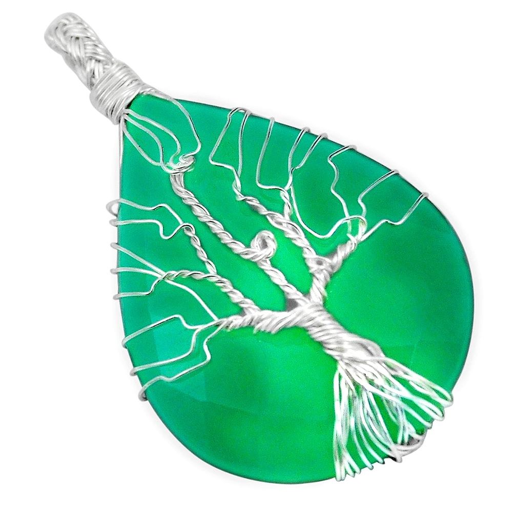 925 sterling silver natural aqua chalcedony tree of life pendant jewelry m61089