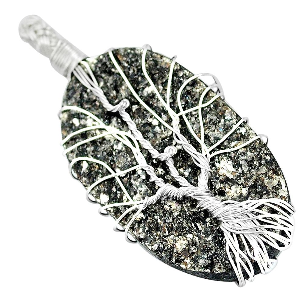Natural bronze astrophyllite (star leaf) 925 silver tree of life pendant m61093