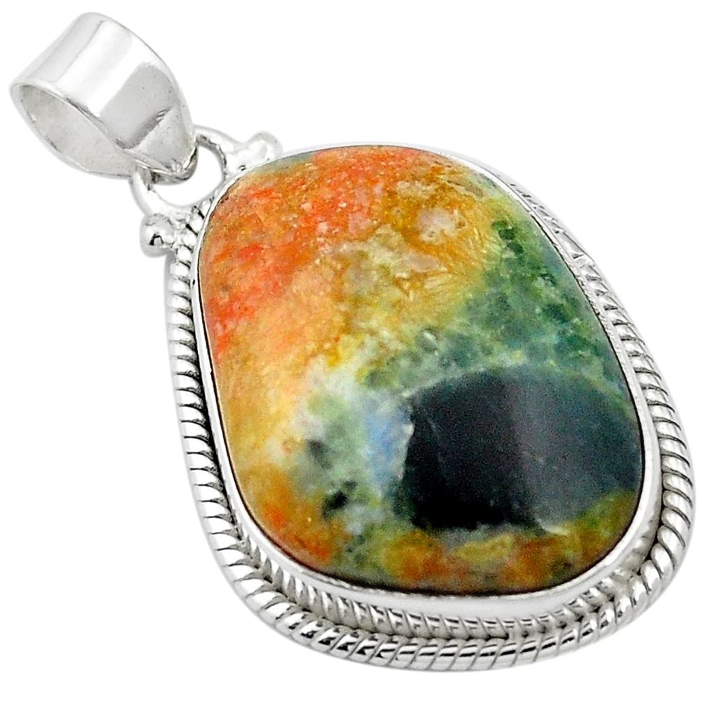 925 sterling silver natural orange apatite (madagascar) fancy pendant m61609