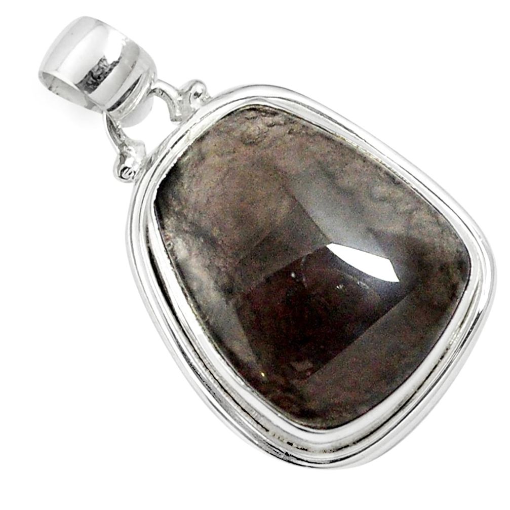Natural black shungite 925 sterling silver pendant jewelry m61634