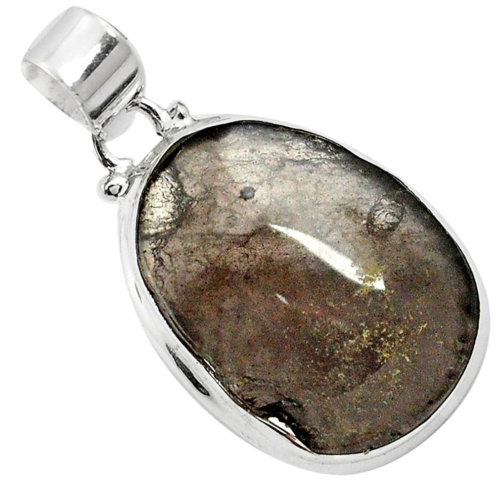 Natural black shungite 925 sterling silver pendant jewelry m61639