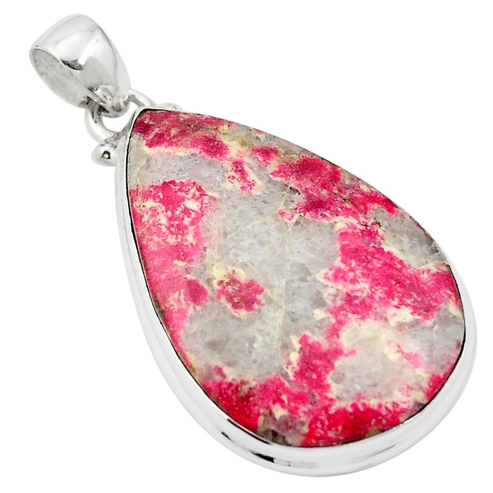 Natural pink thulite (unionite, pink zoisite) 925 silver pendant m61643