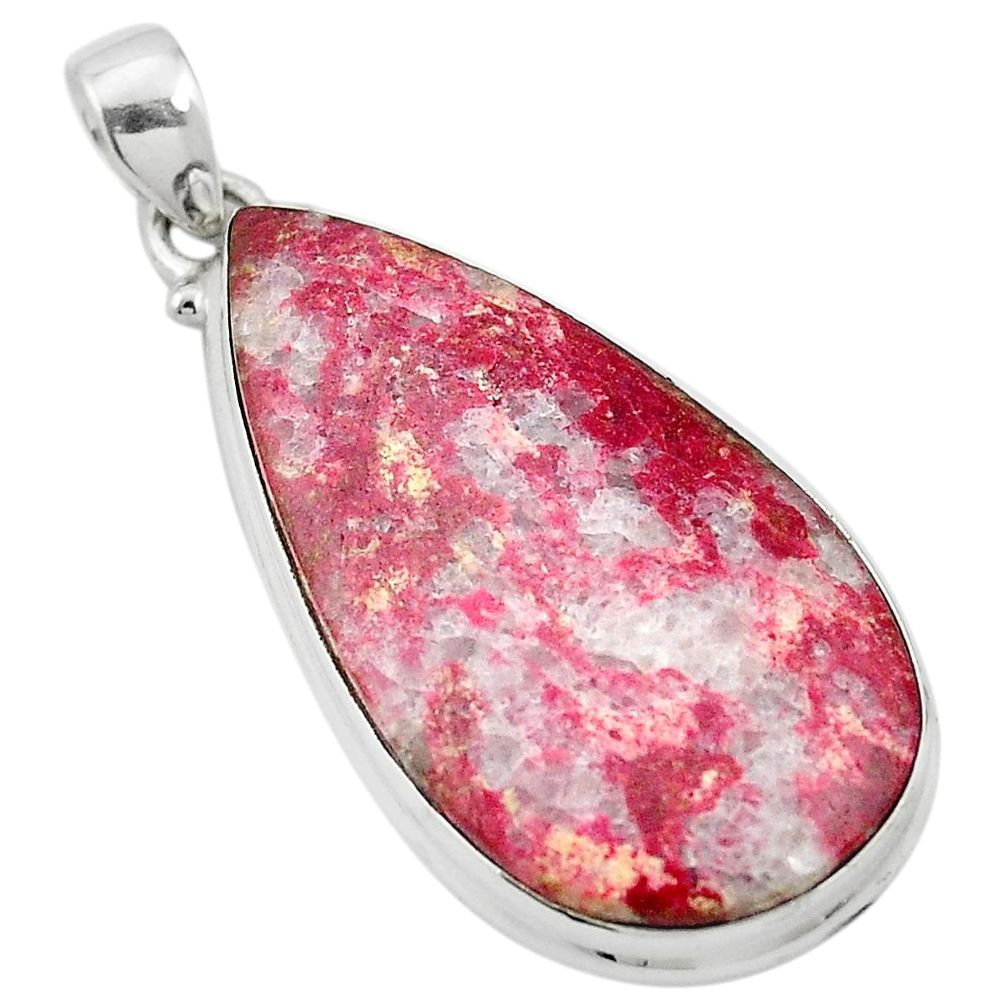 Natural pink thulite (unionite, pink zoisite) 925 silver pendant m61652