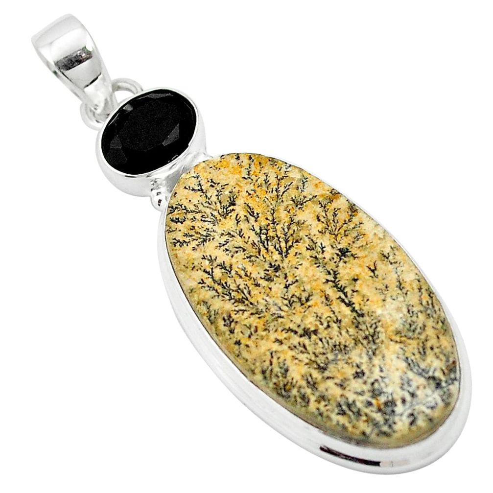 Natural multi color germany psilomelane dendrite 925 silver pendant m61696