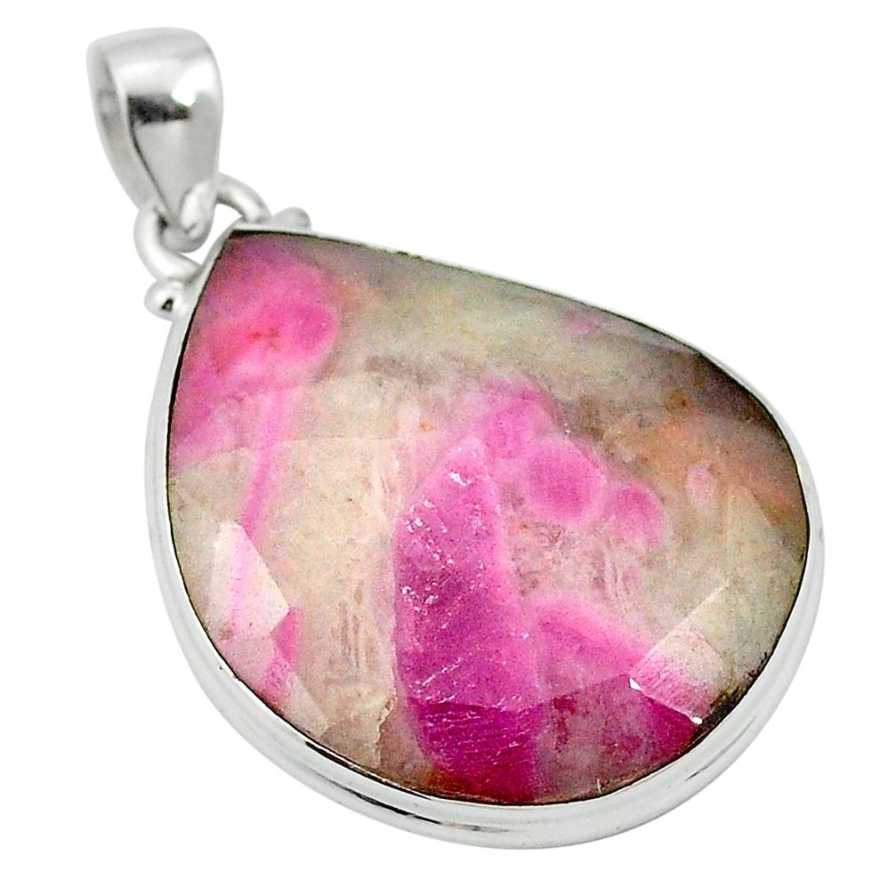 Natural pink ruby in quartz 925 sterling silver pendant jewelry m61701