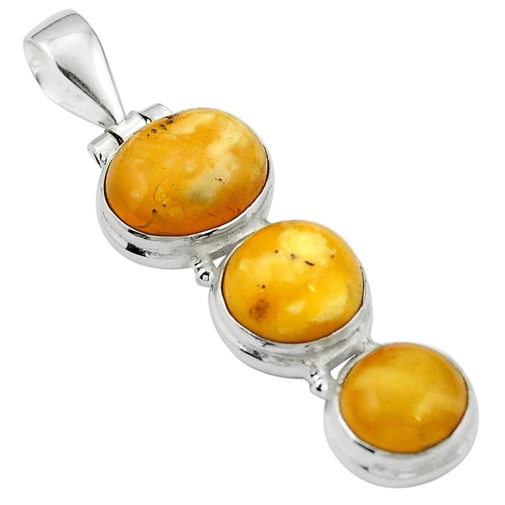 Natural orange baltic amber (poland) 925 sterling silver pendant m61761