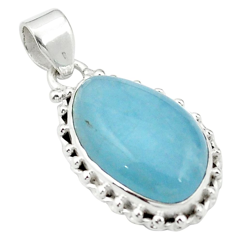 Natural blue aquamarine 925 sterling silver pendant jewelry m61787