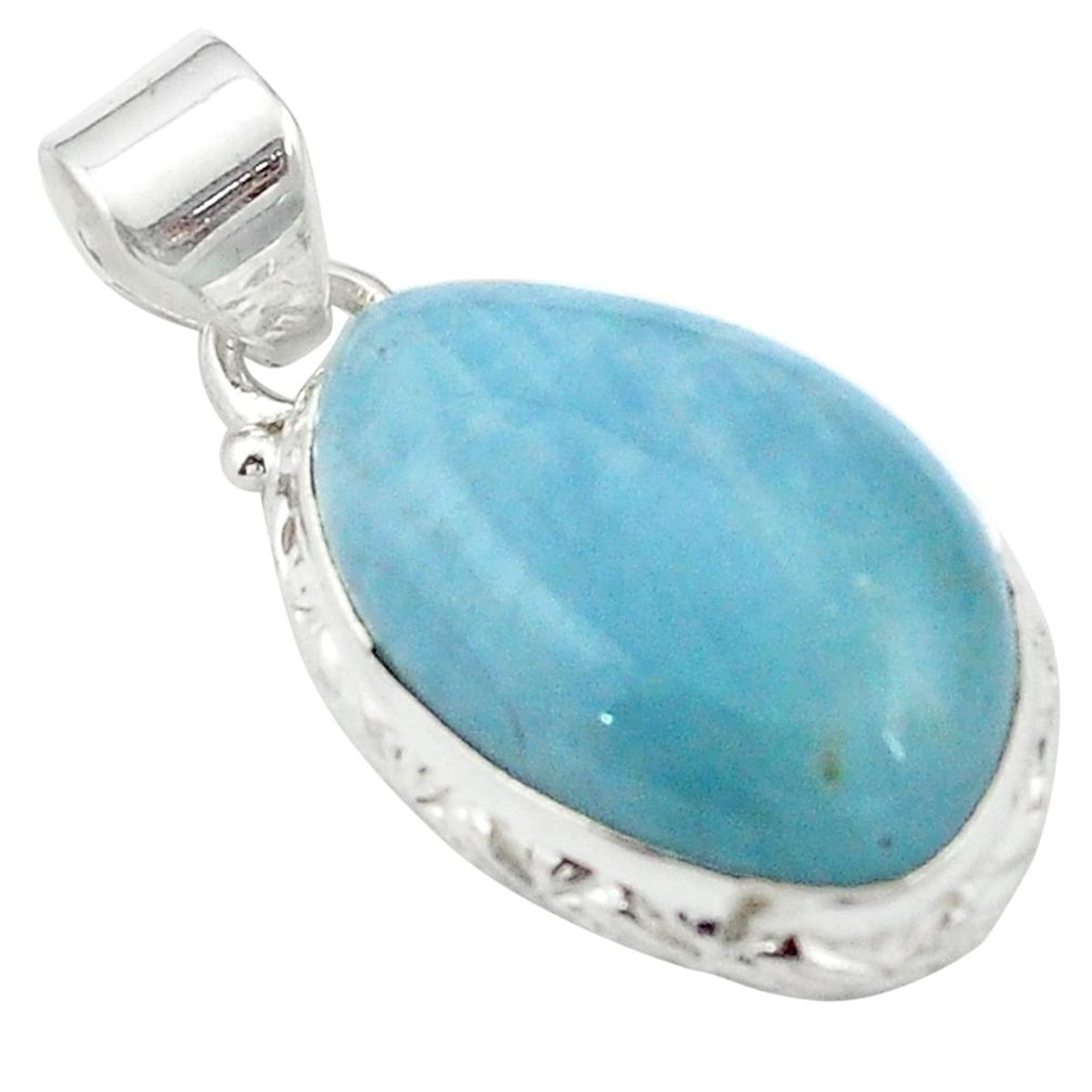 Natural blue aquamarine 925 sterling silver pendant jewelry m61788