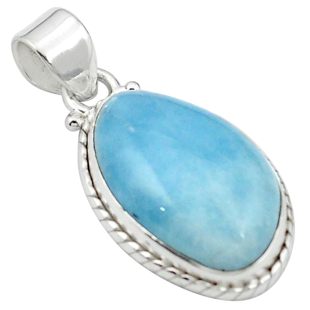 Natural blue aquamarine 925 sterling silver pendant jewelry m61789