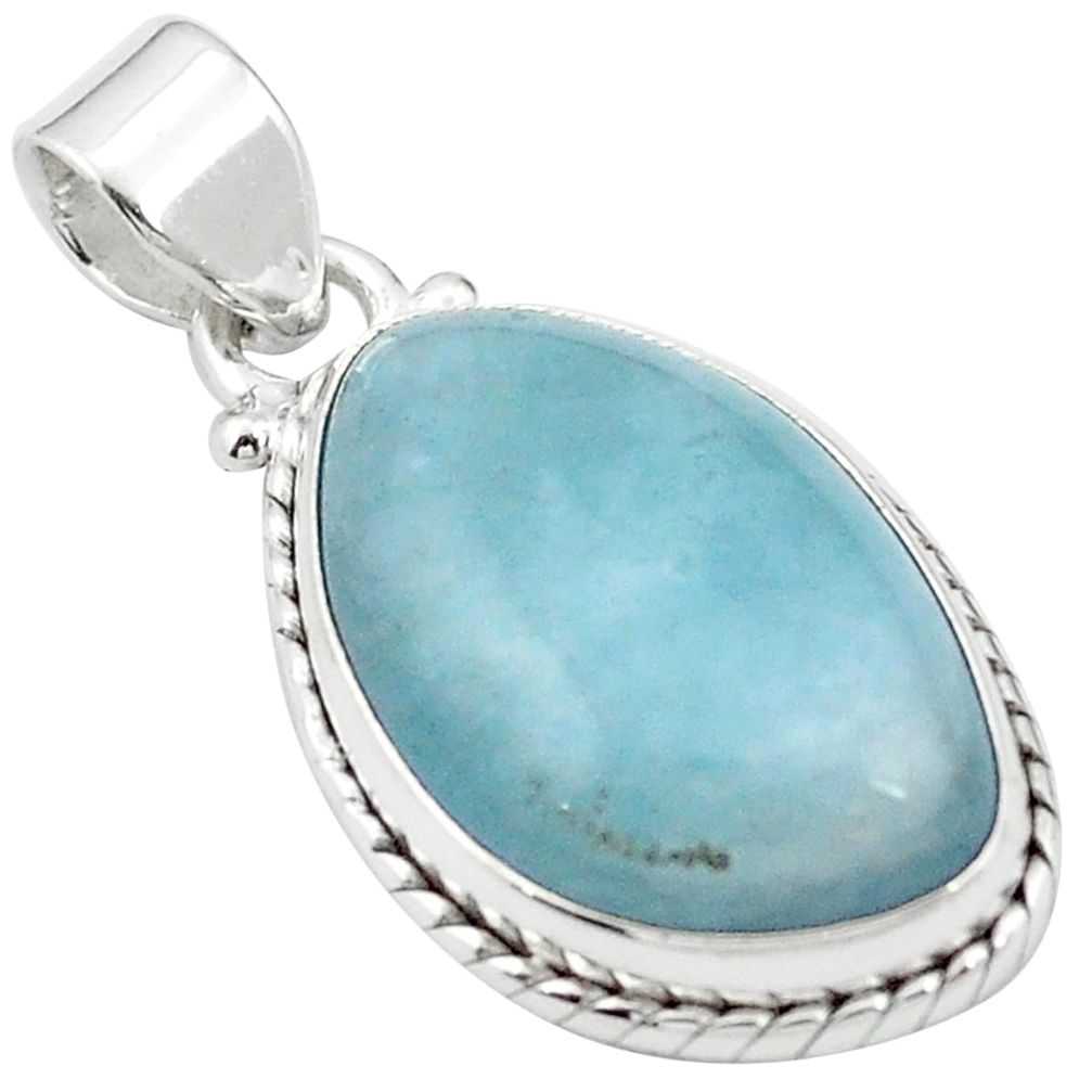 Natural blue aquamarine 925 sterling silver pendant jewelry m61792