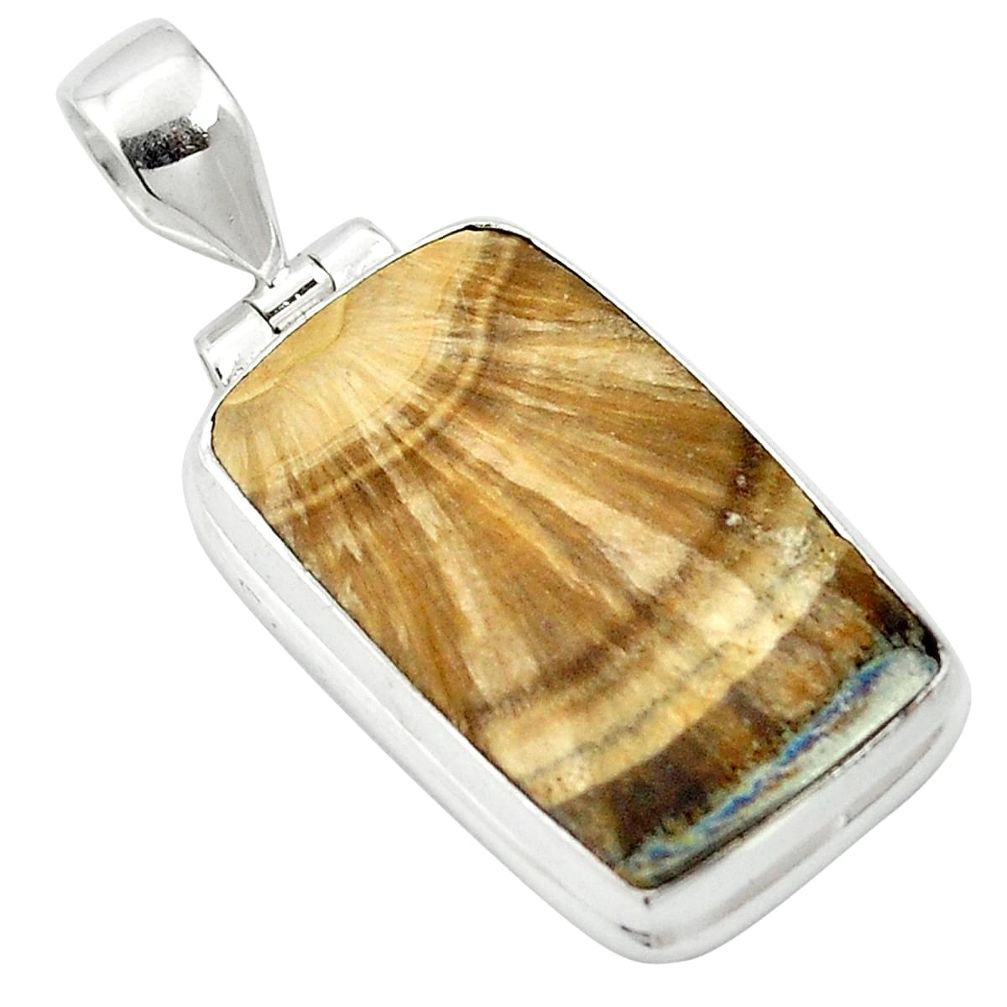 Natural yellow schalenblende polen 925 sterling silver pendant m61810