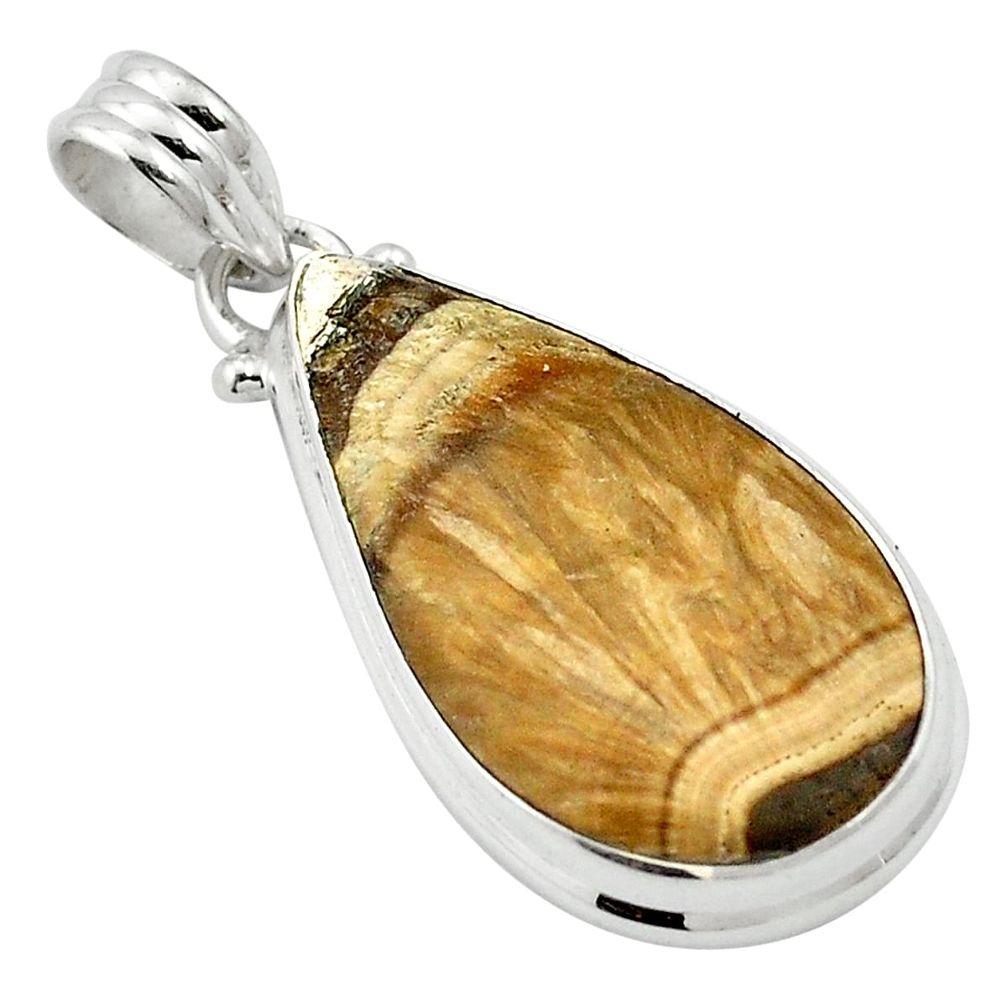 Natural yellow schalenblende polen 925 sterling silver pendant m61815