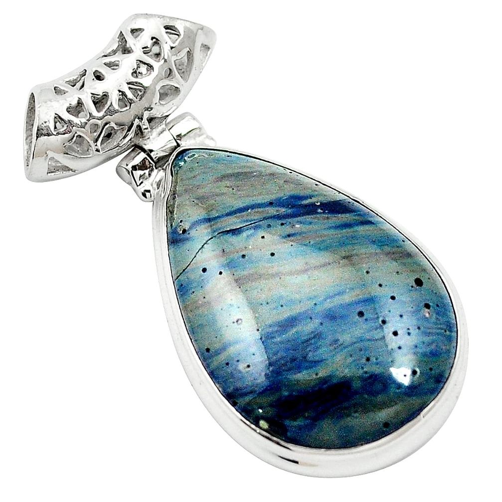 18.15cts natural blue swedish slag 925 sterling silver pendant jewelry m62316