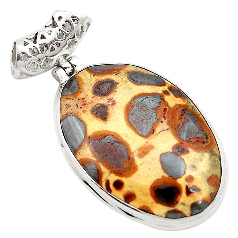 25.00cts natural brown bauxite 925 sterling silver pendant jewelry m62323