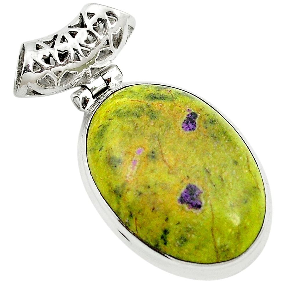 19.23cts atlantisite (tasmanite) stichtite-serpentine 925 silver pendant m62344