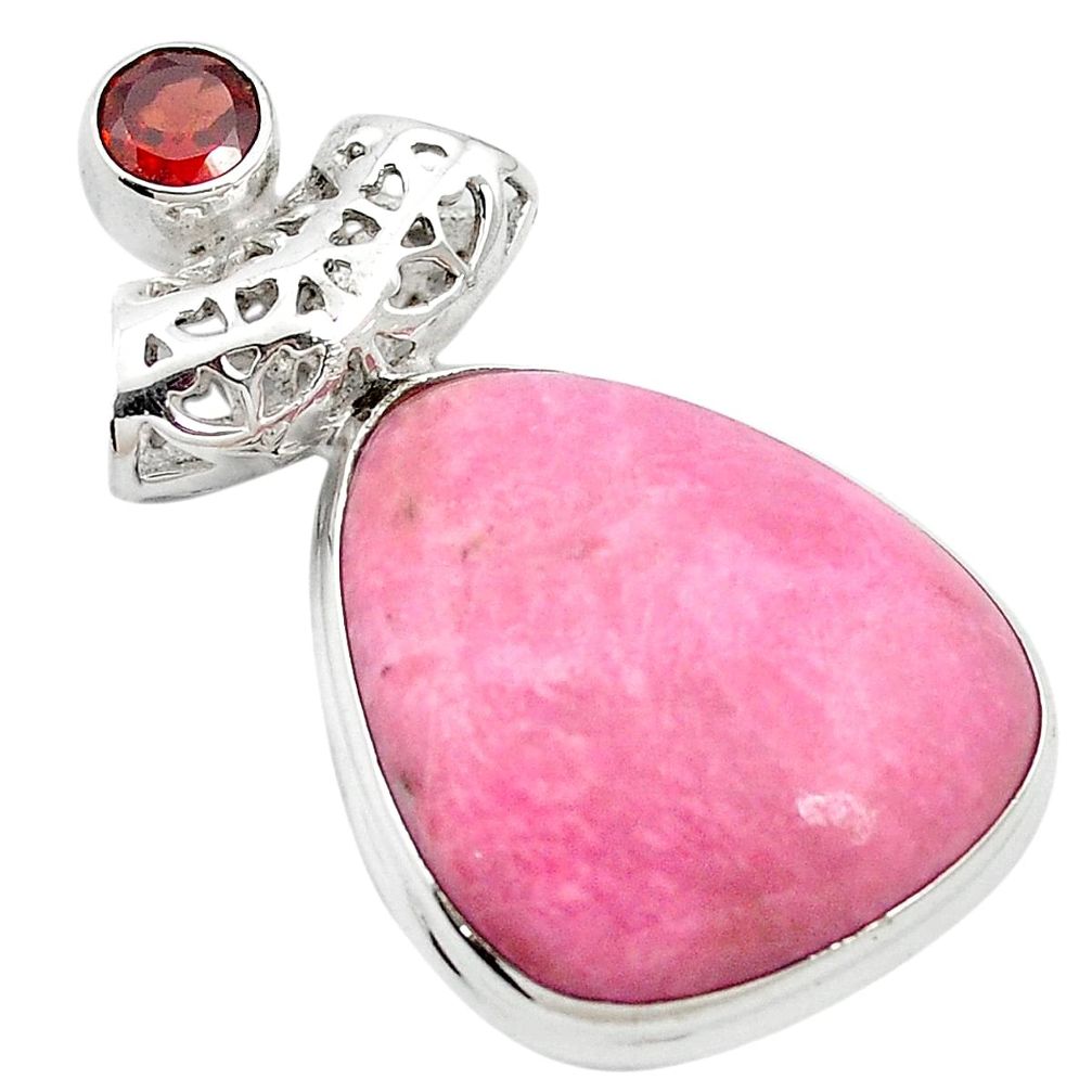 20.51cts natural pink petalite garnet 925 sterling silver pendant jewelry m62385
