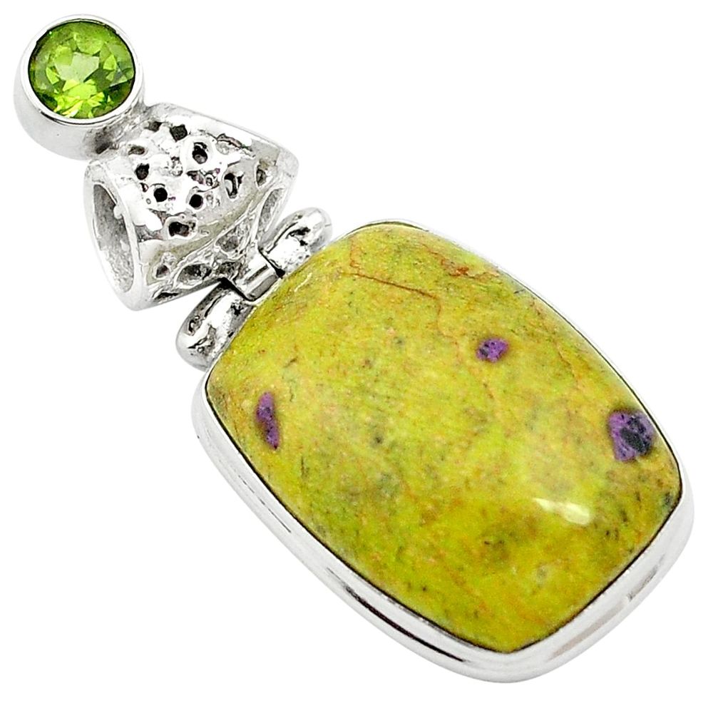 925 silver natural atlantisite (tasmanite) stichtite-serpentine pendant m62504