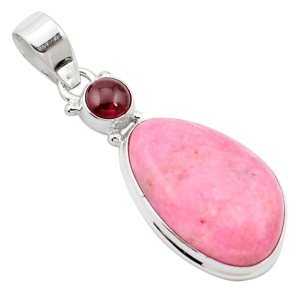 Natural pink petalite garnet 925 sterling silver pendant jewelry m62523