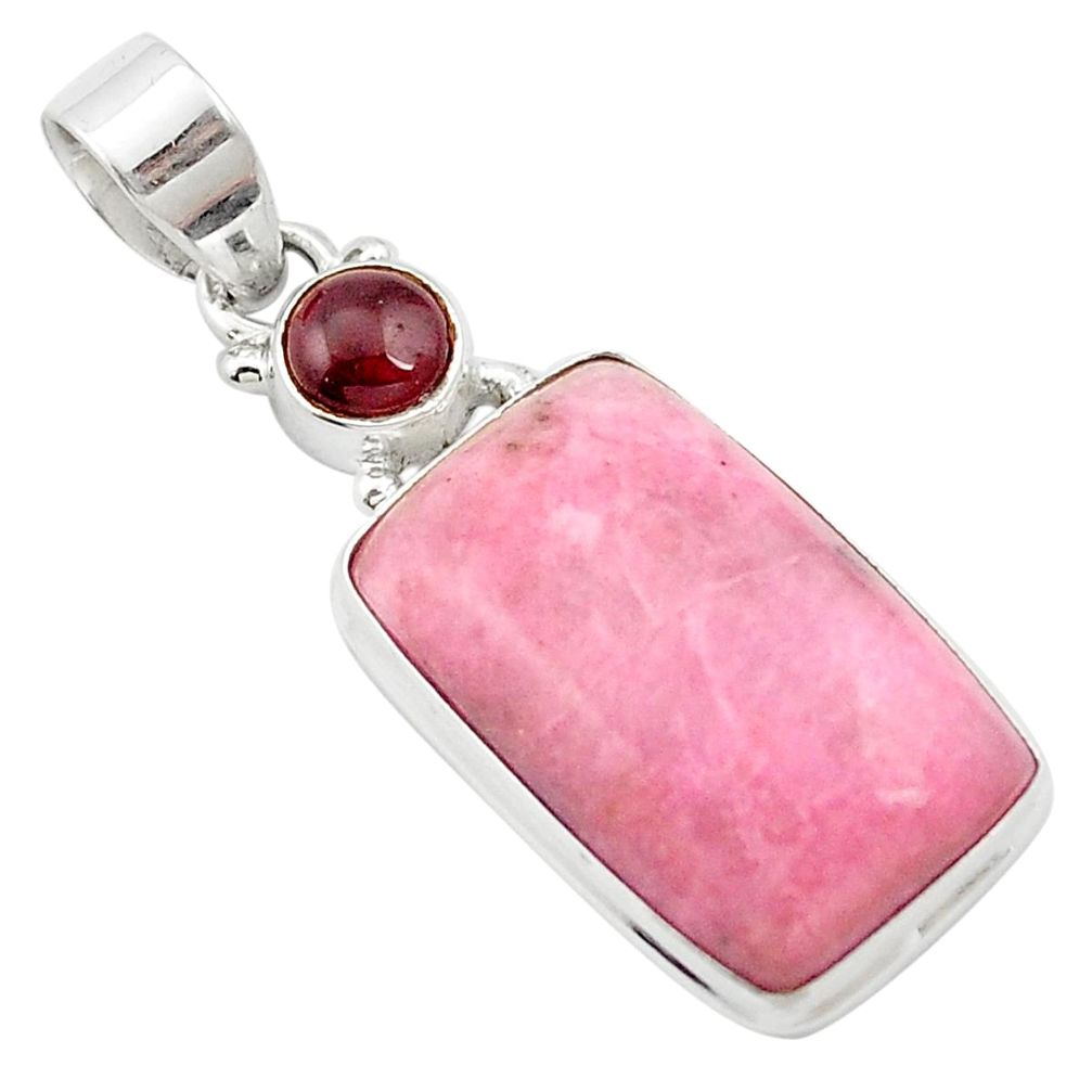 Natural pink petalite garnet 925 sterling silver pendant jewelry m62537