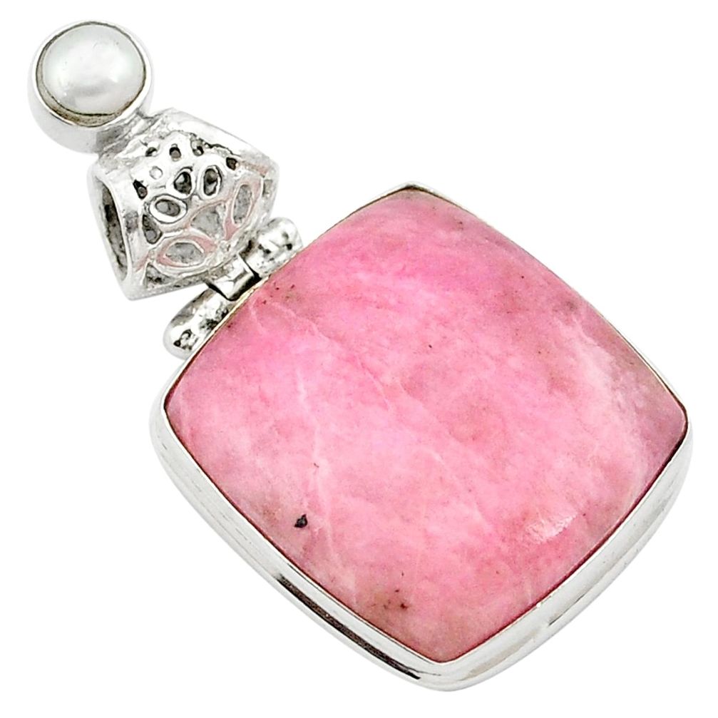 Natural pink petalite pearl 925 sterling silver pendant jewelry m62538
