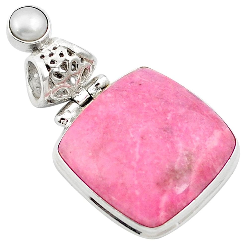 925 sterling silver natural pink petalite white pearl pendant jewelry m62539
