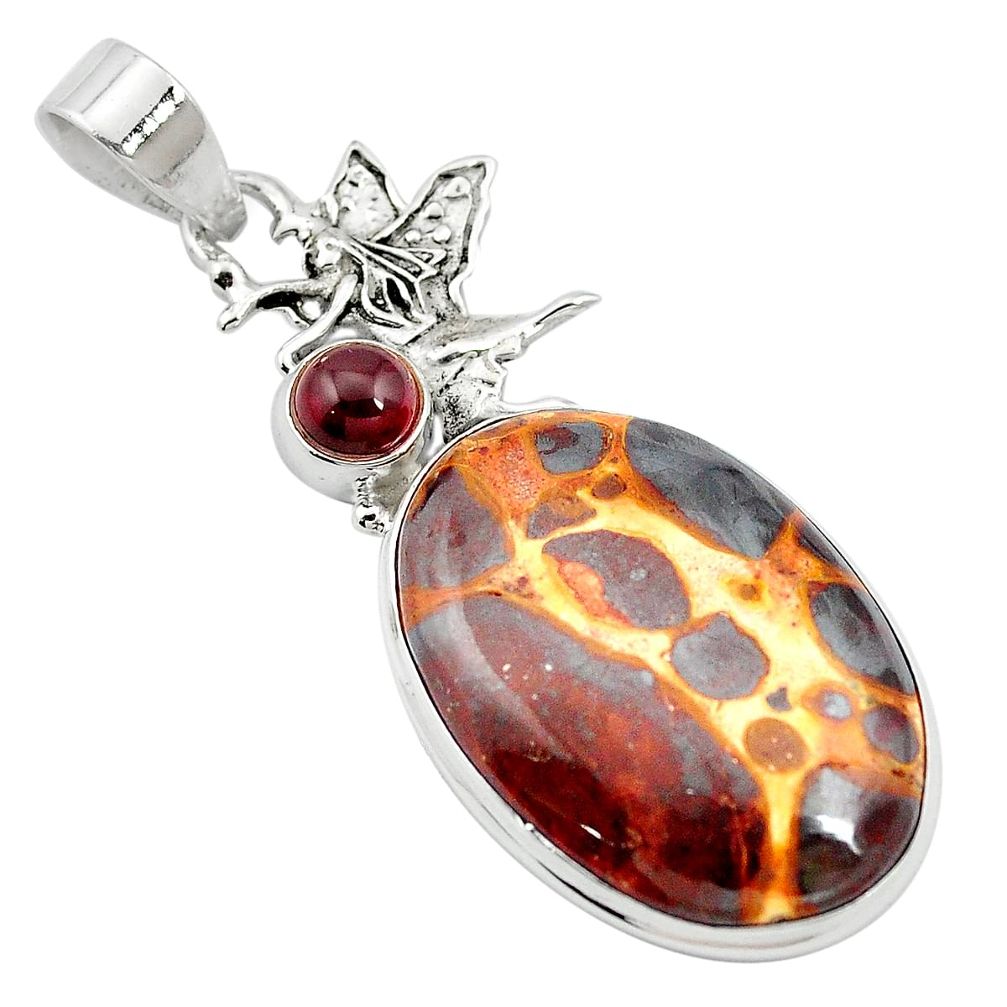 20.65cts natural brown bauxite garnet 925 sterling silver pendant jewelry m62542