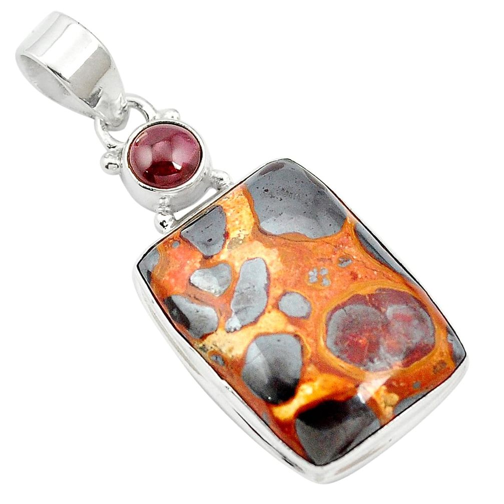 19.72cts natural brown bauxite garnet 925 sterling silver pendant jewelry m62546