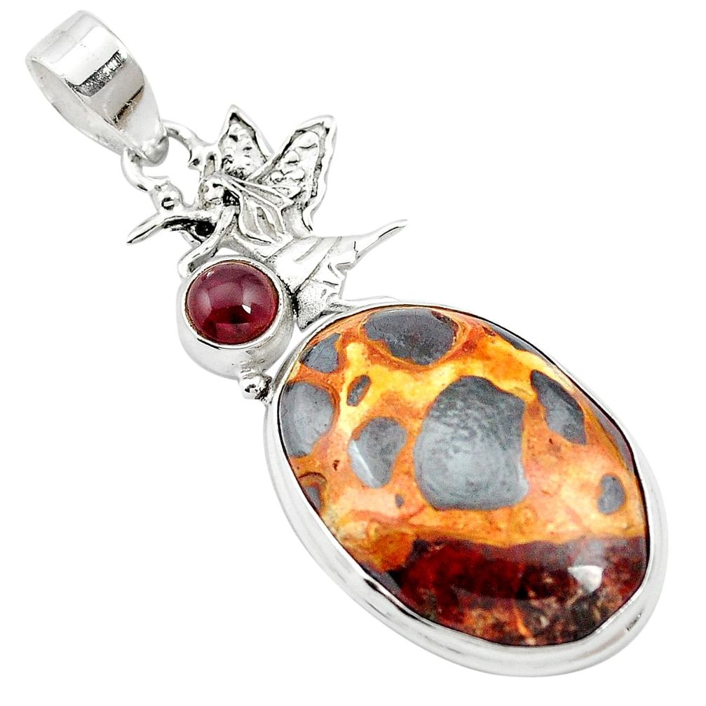 21.48cts natural brown bauxite garnet 925 sterling silver pendant jewelry m62550