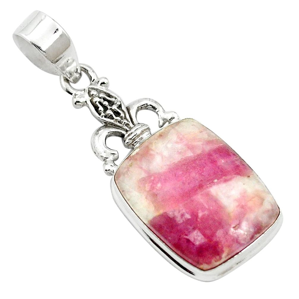 15.55cts natural pink tourmaline in quartz 925 sterling silver pendant m62567