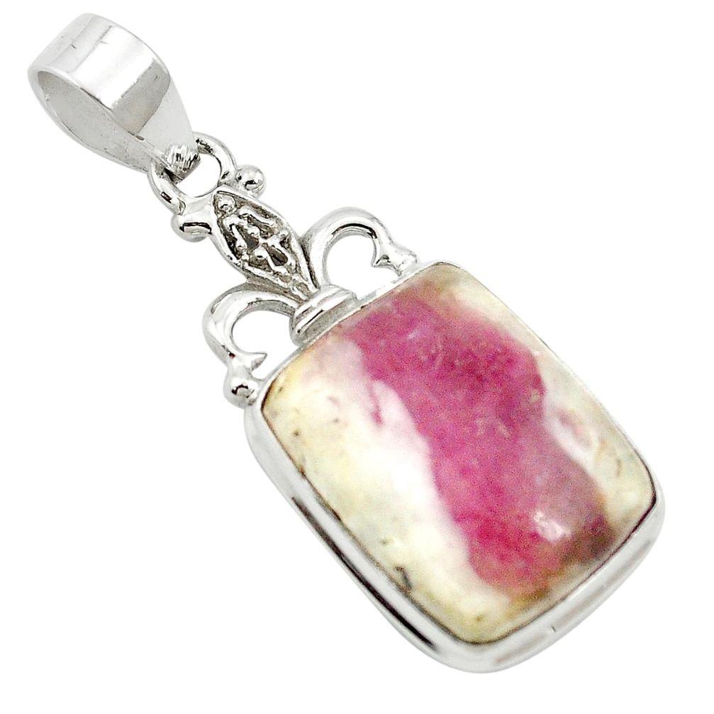 18.70cts natural pink tourmaline in quartz 925 sterling silver pendant m62574