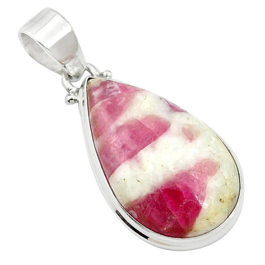 18.15cts natural pink tourmaline in quartz 925 sterling silver pendant m62579