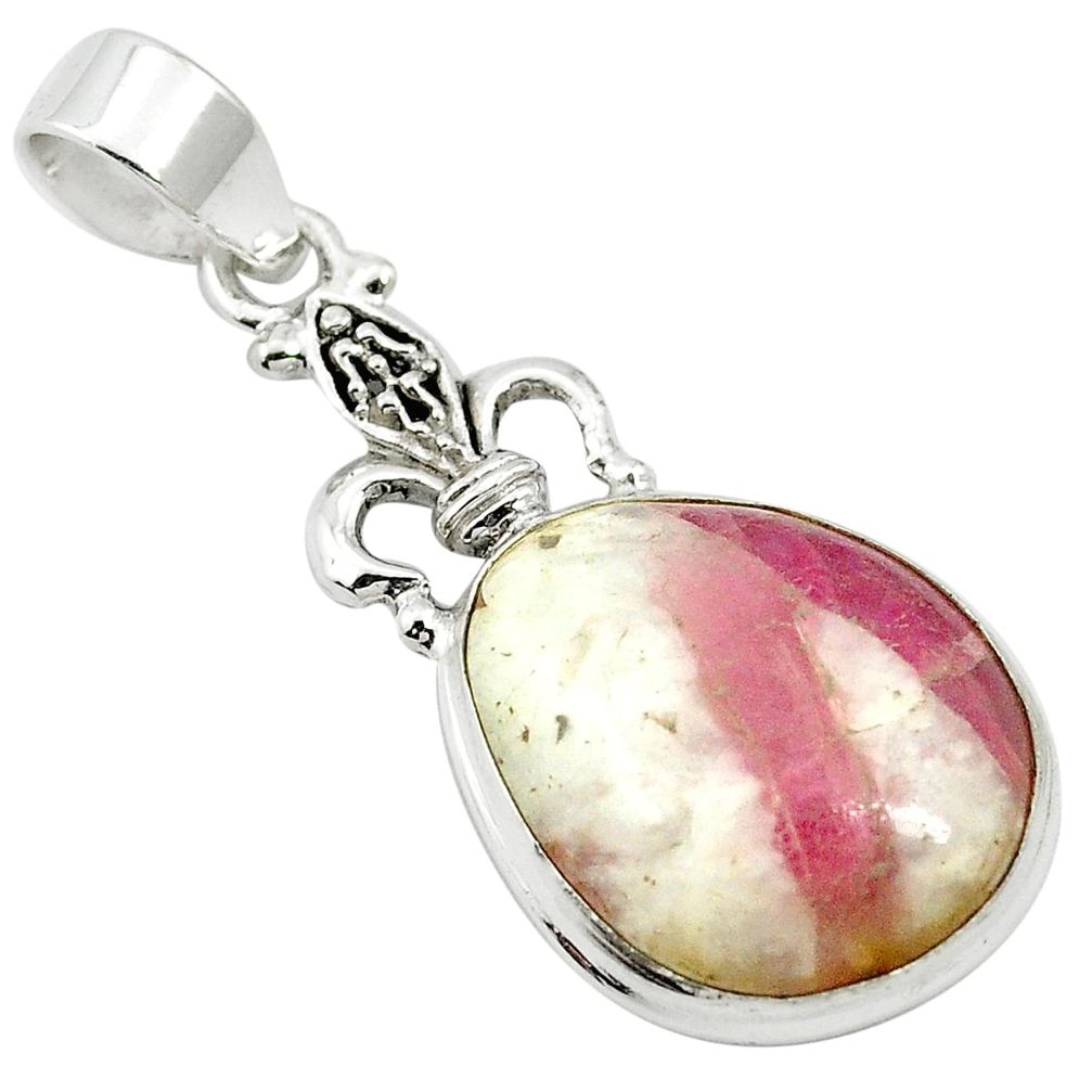 14.55cts natural pink tourmaline in quartz 925 sterling silver pendant m62580