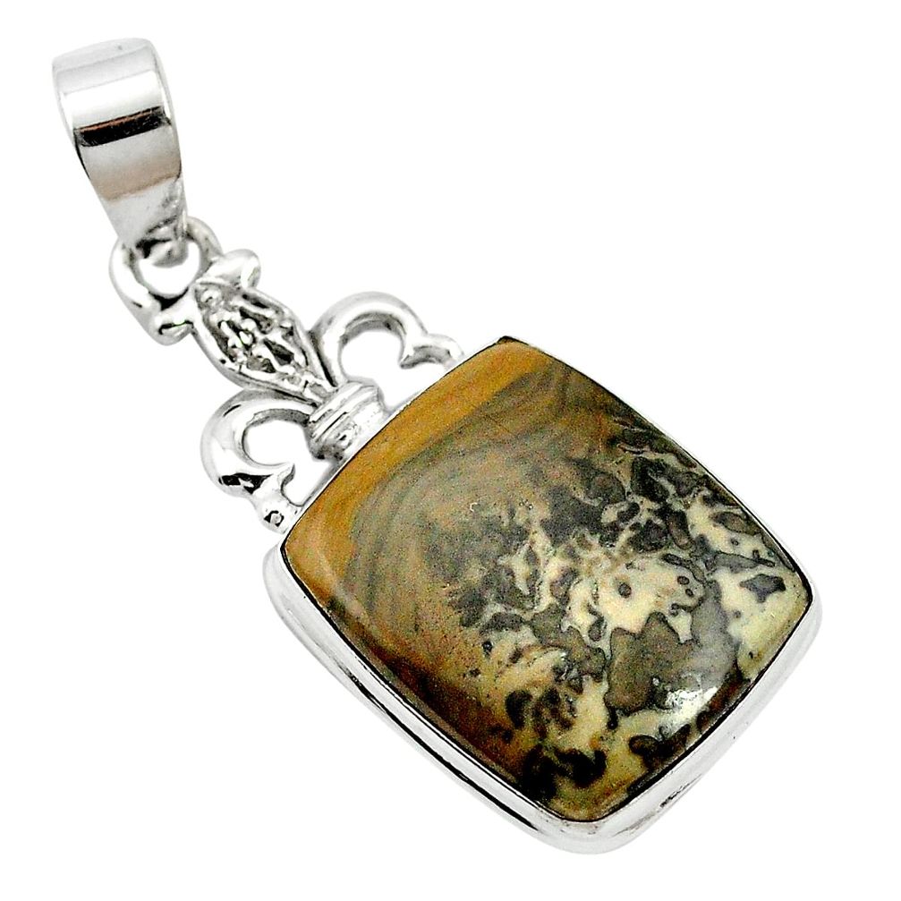 16.20cts natural brown cotham landscape marble 925 silver pendant m62589