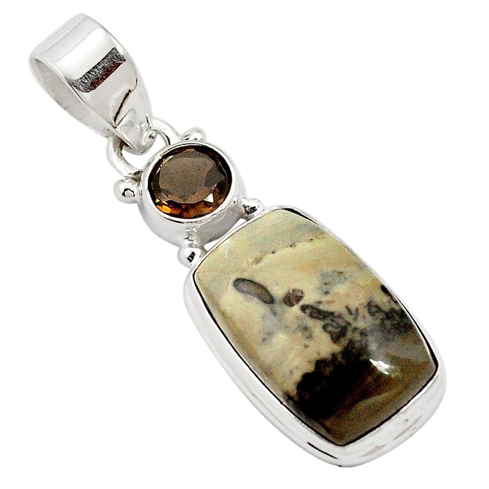 12.22cts natural brown cotham landscape marble 925 silver pendant m62597