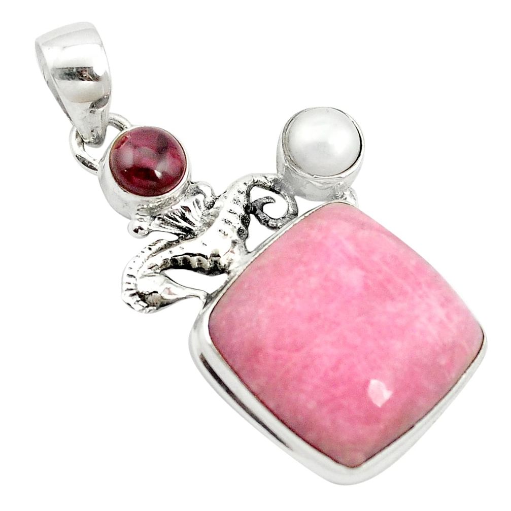 22.93cts natural pink petalite garnet 925 sterling silver pendant jewelry m62643