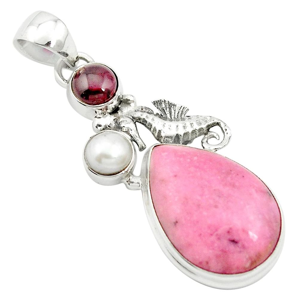 18.46cts natural pink petalite garnet 925 sterling silver pendant jewelry m62654