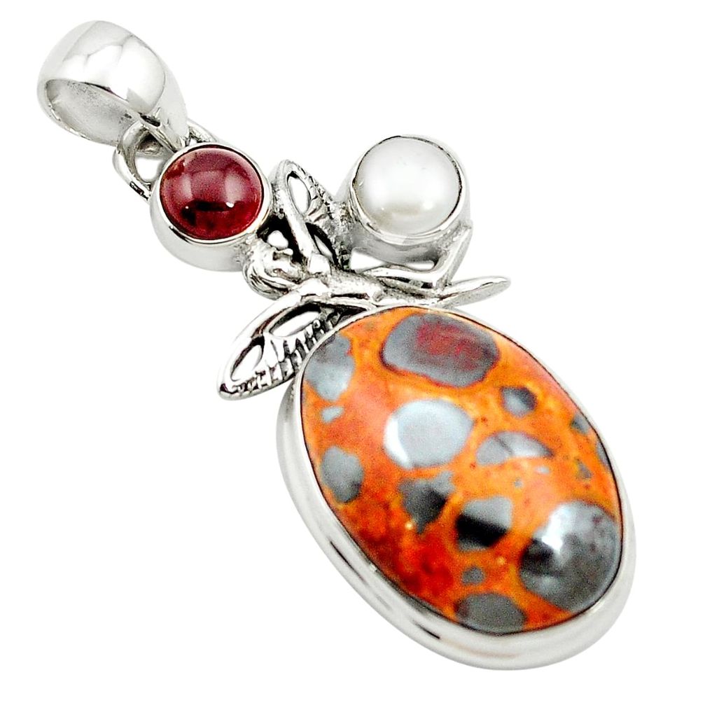 Natural brown bauxite garnet 925 sterling silver pendant jewelry m62681