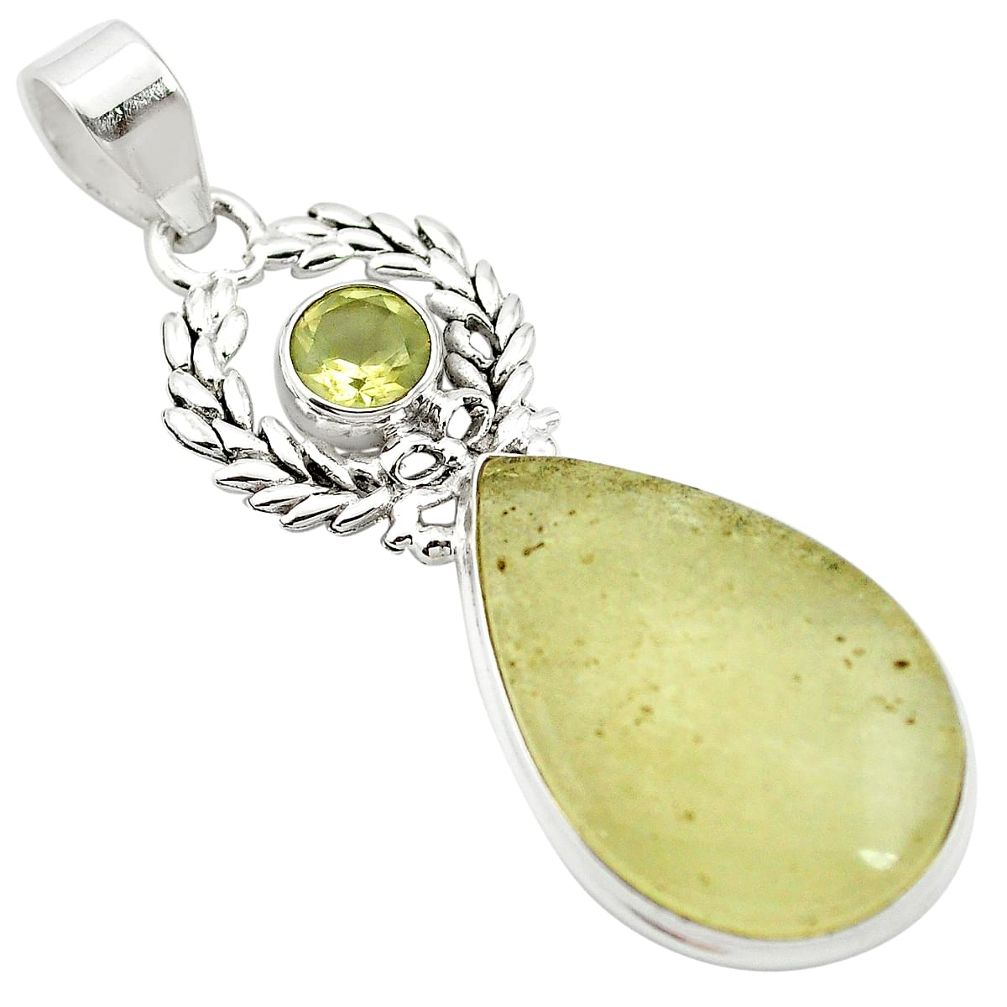 Natural libyan desert glass (gold tektite) 925 silver pendant m62722