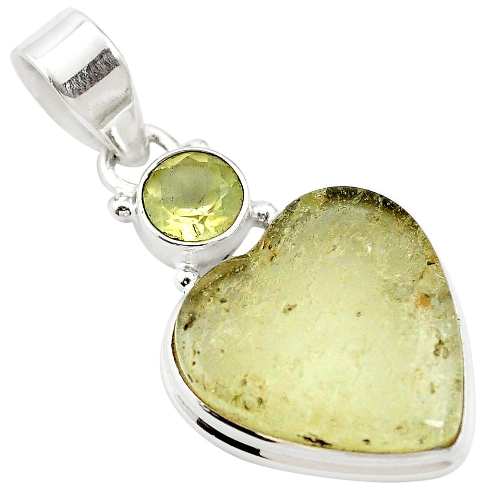 Natural libyan desert glass (gold tektite) 925 silver pendant m62731