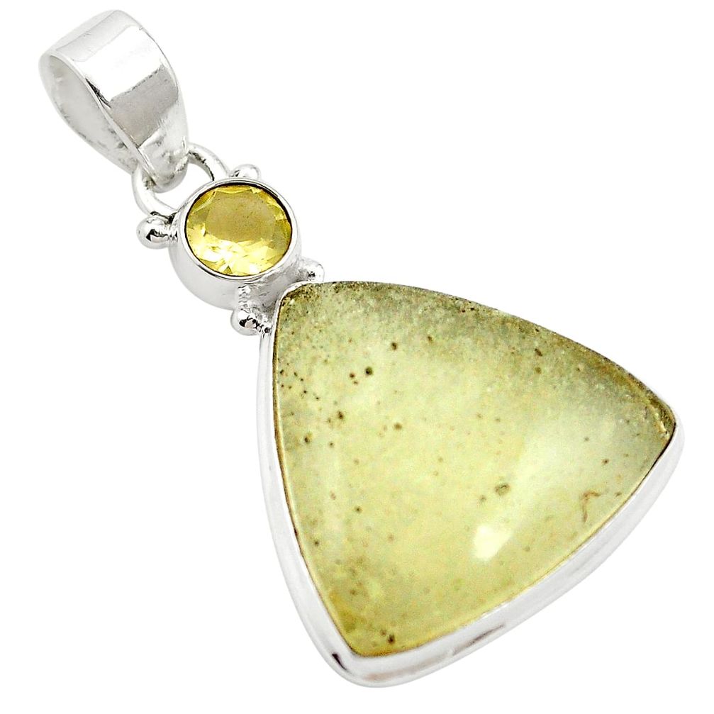 925 silver natural libyan desert glass (gold tektite) pendant jewelry m62733