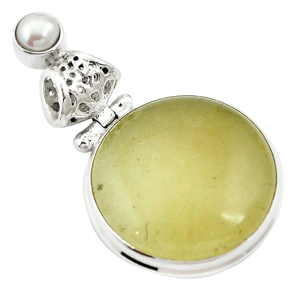 Natural libyan desert glass (gold tektite) 925 silver pendant m62734